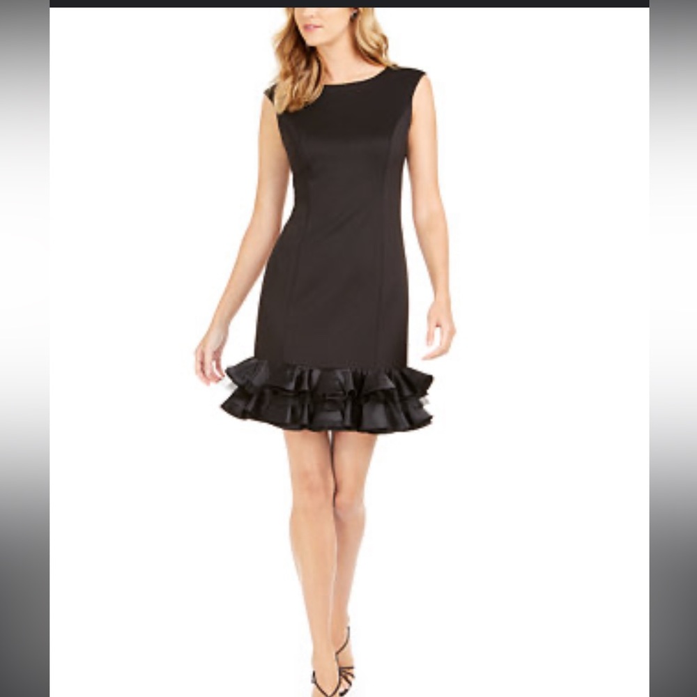 Donna Ricco‎ Womens Black Sleeveless Dress Ruffle